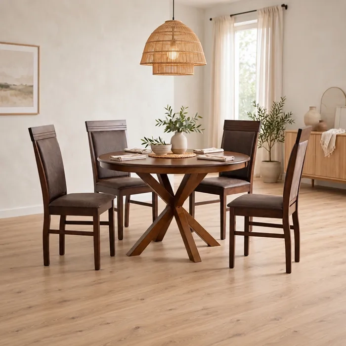 COMEDOR MORELOS 4 SILLAS FLORENCIA OLD LEATHER - 1