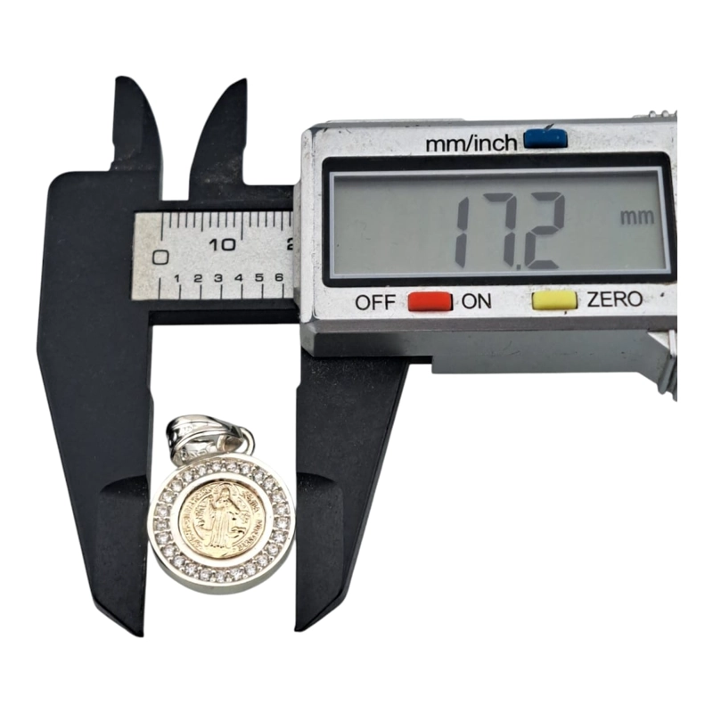 COLGANTE MEDALLA SAN BENITO CON CIRCONES EN PLATA ITALIANA 925 CON CADENA - 6