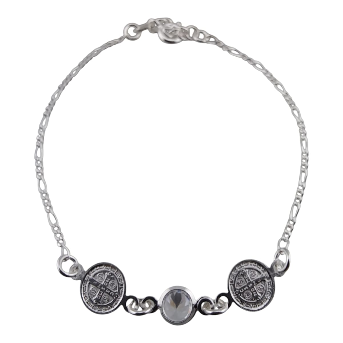 PULSERA FIGARO SAN BENITO CON CRISTAL EN PLATA ITALIANA 925 - 1