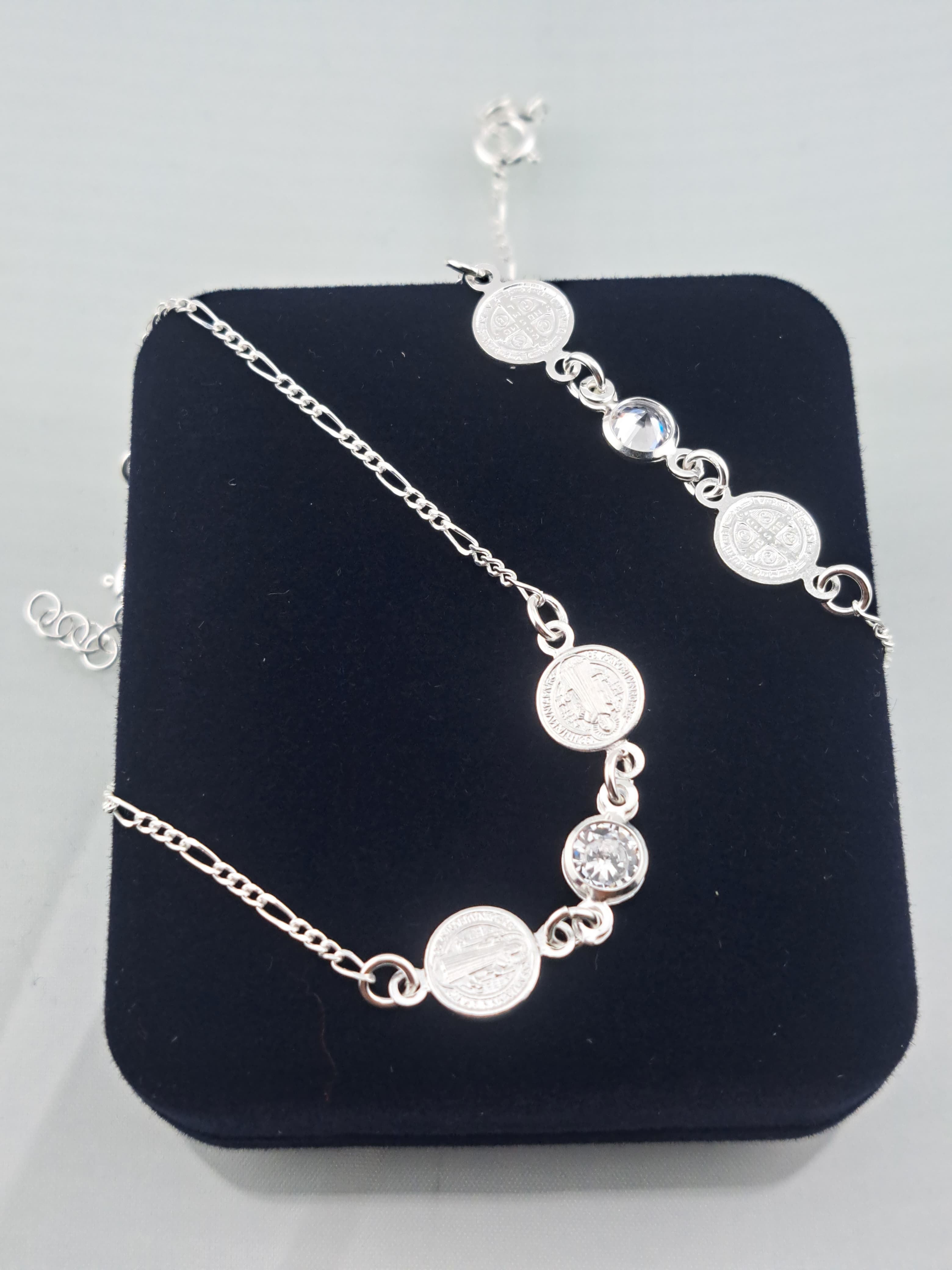 PULSERA FIGARO SAN BENITO CON CRISTAL EN PLATA ITALIANA 925 - 2