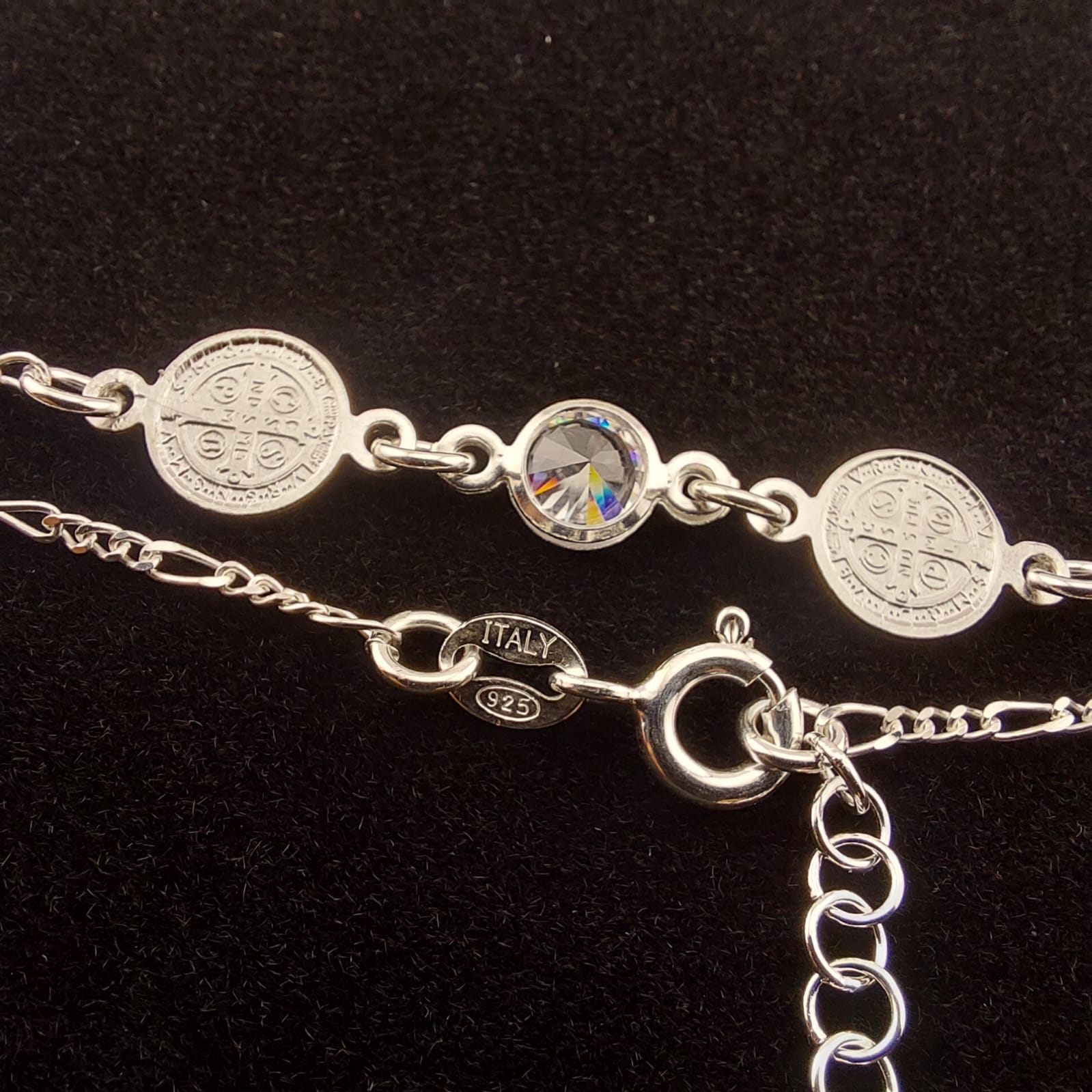 PULSERA FIGARO SAN BENITO CON CRISTAL EN PLATA ITALIANA 925 - 3