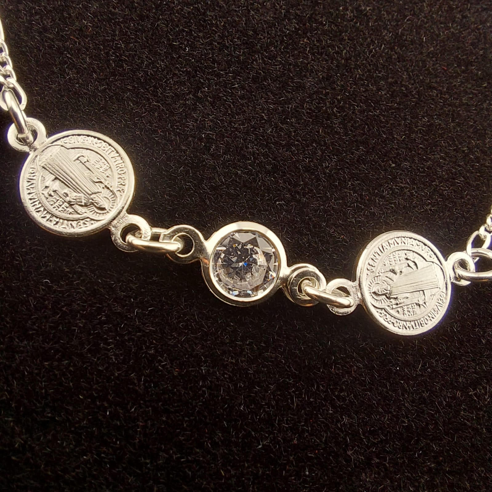 PULSERA FIGARO SAN BENITO CON CRISTAL EN PLATA ITALIANA 925 - 4