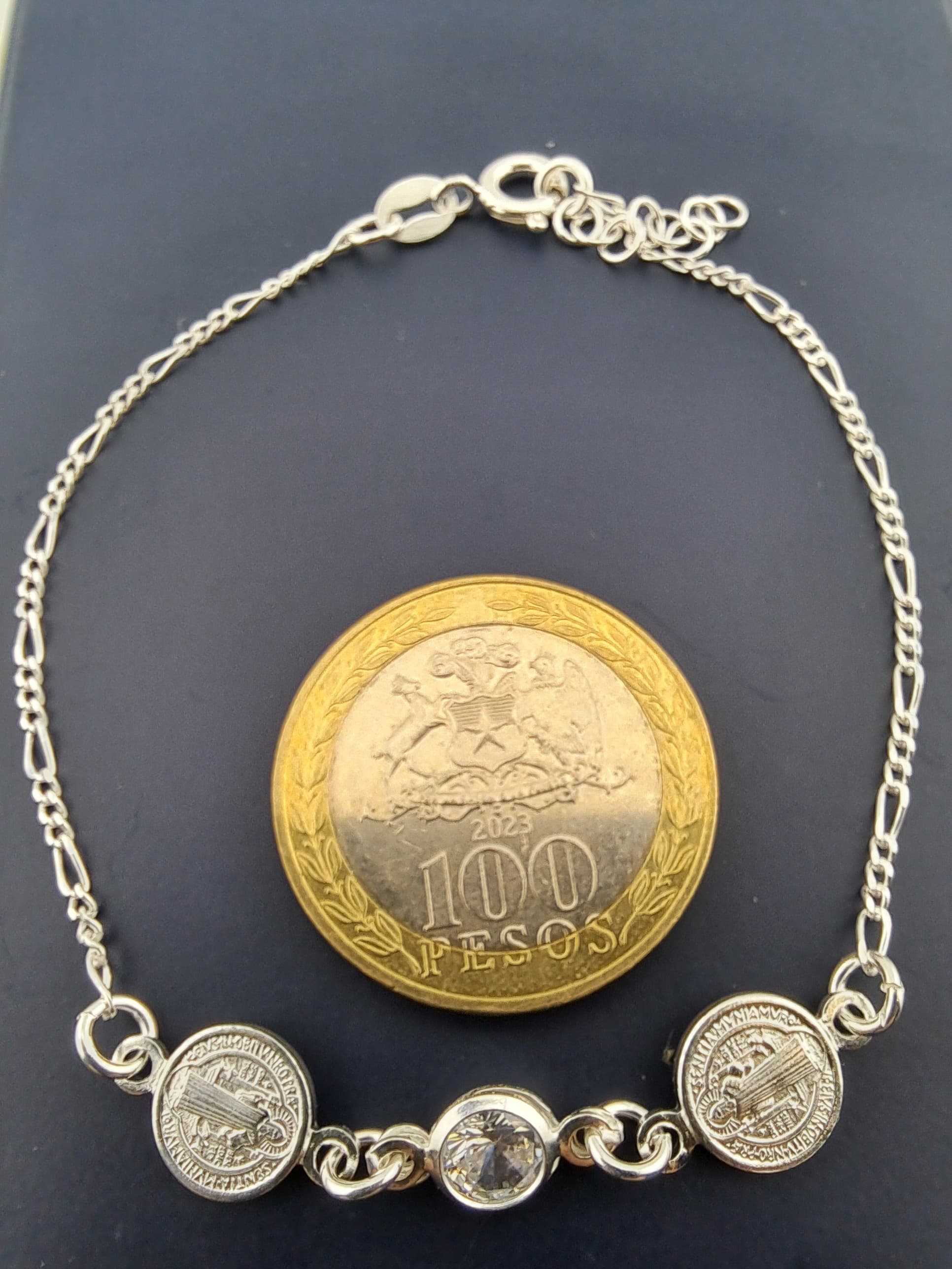 PULSERA FIGARO SAN BENITO CON CRISTAL EN PLATA ITALIANA 925 - 5
