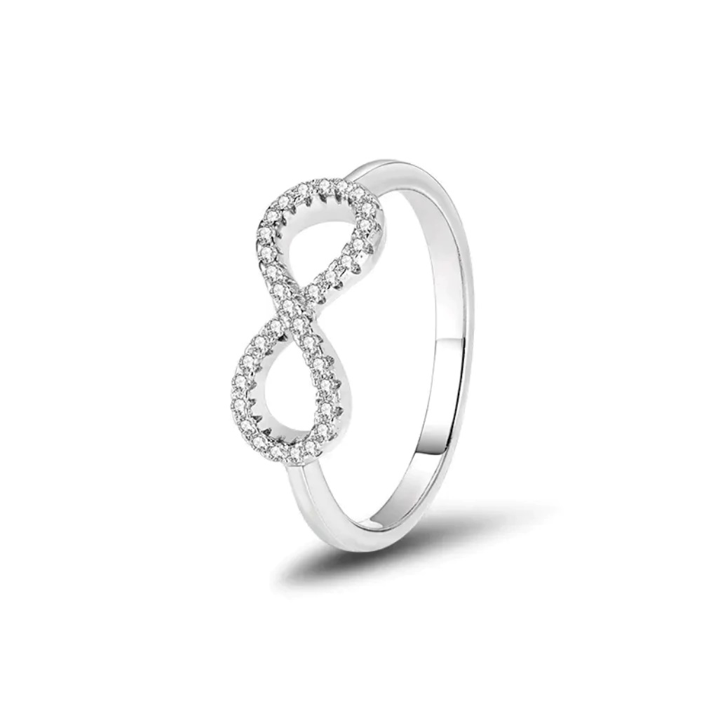 ANILLO INFINITO CON CRISTALES ELABORADO EN PLATA ITALIANA 925 - 1