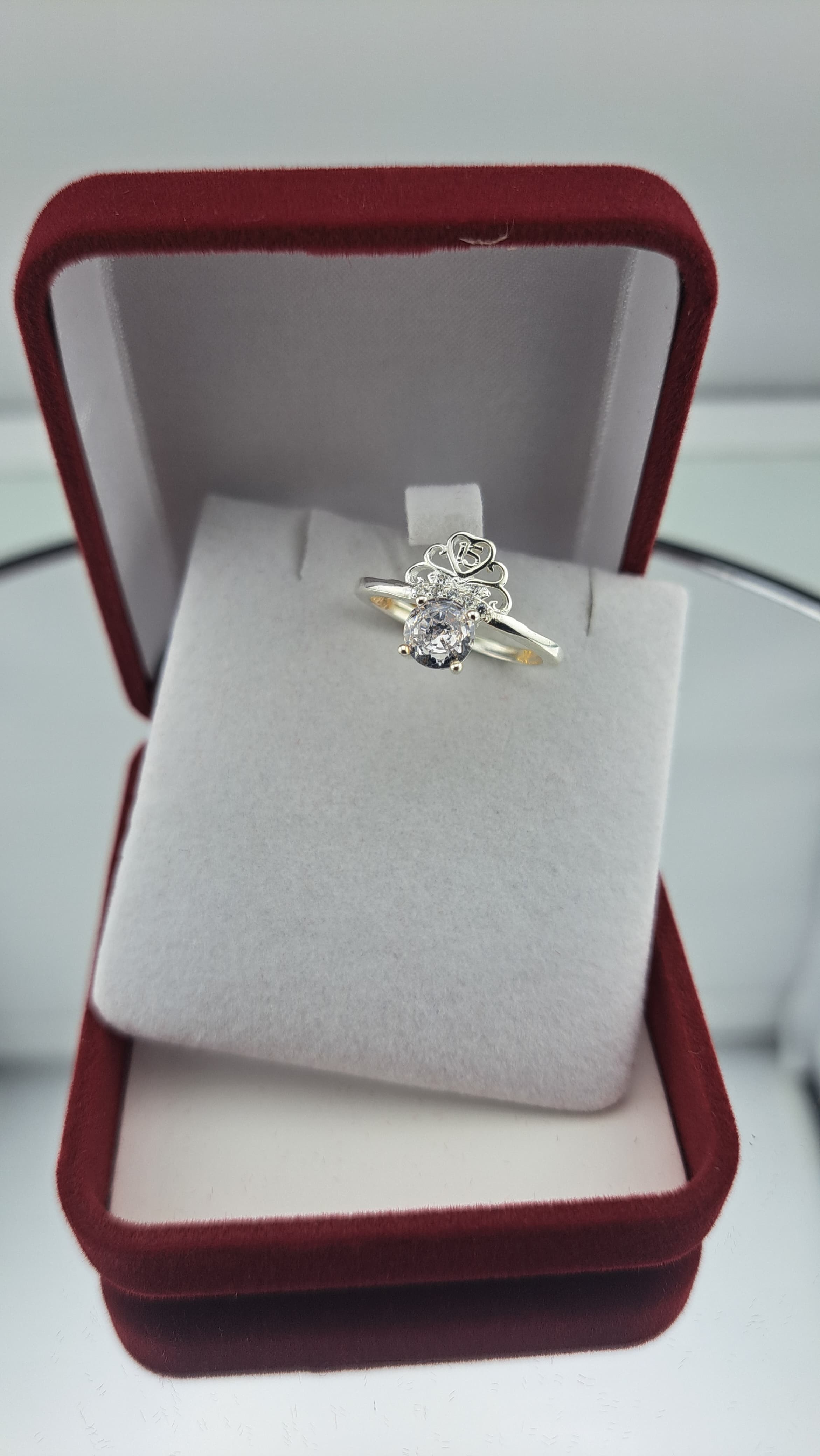 ANILLO CON CRISTALES EN PLATA ITALIANA 925 - 1