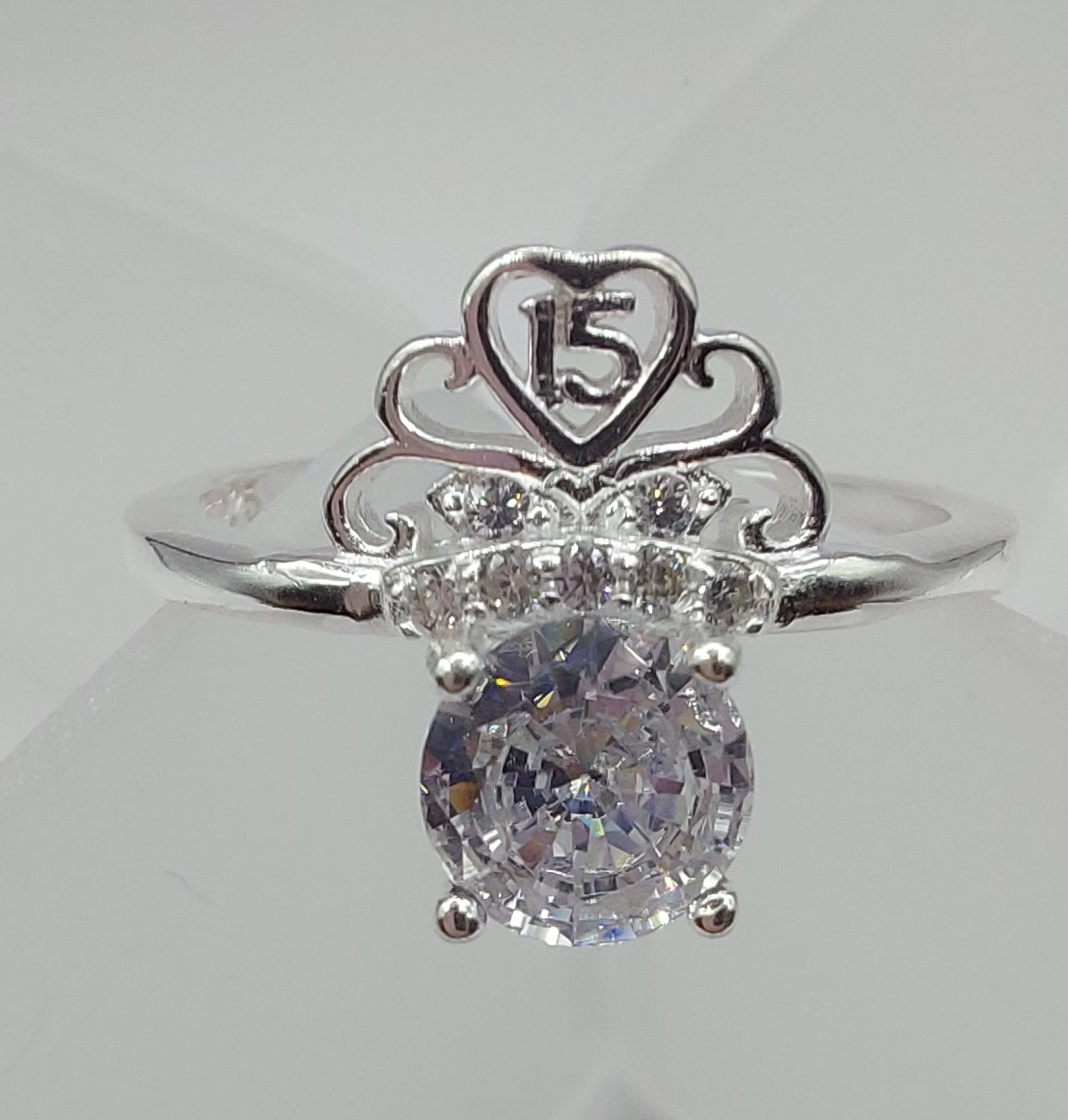 ANILLO CON CRISTALES EN PLATA ITALIANA 925 - 2