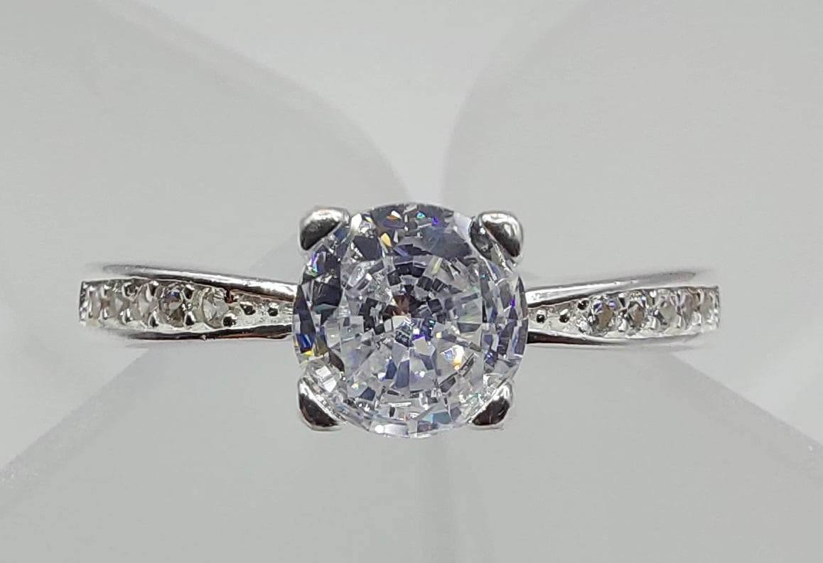 ANILLO DE COMPROMISO PLATA ITALIANA 925 SOLITARIO - 1