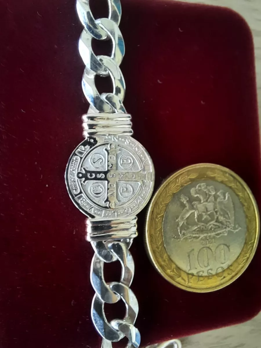 PULSERA SAN BENITO EN PLATA ITALIANA 925 GRUESA PARA HOMBRE - 2