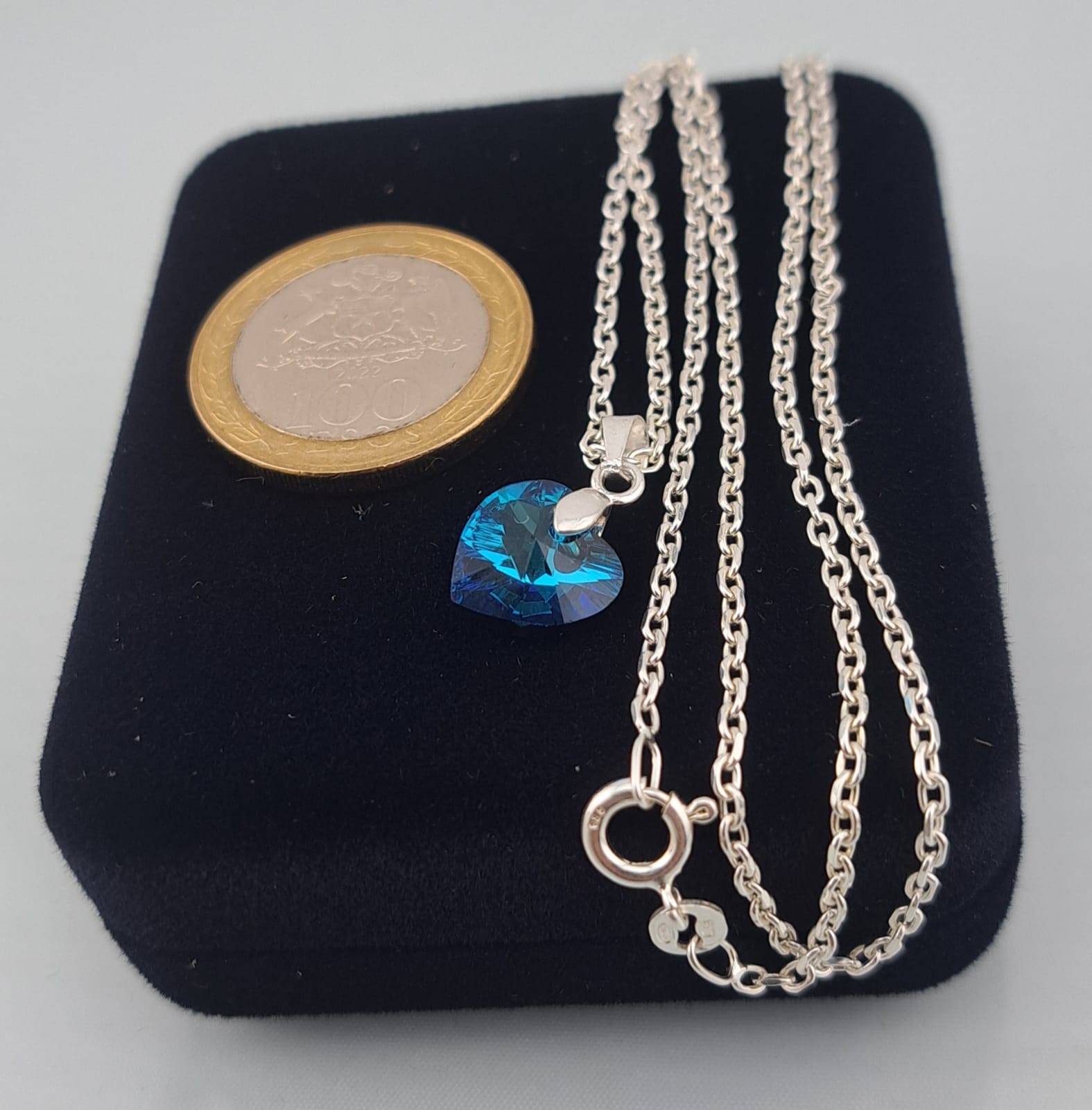 COLGANTE CRISTAL CON CADENA EN PLATA ITALIANA 925 - 6