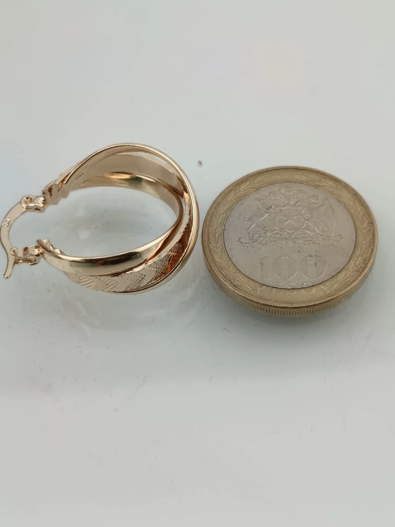 AROS ARGOLLAS ARETES BAÑO DE ORO 18K JOYAS MUJER - 3