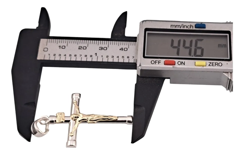 COLGANTE DIJE CRUCIFIJO O CRISTO DE PLATA CON BAÑO DE ORO - 3