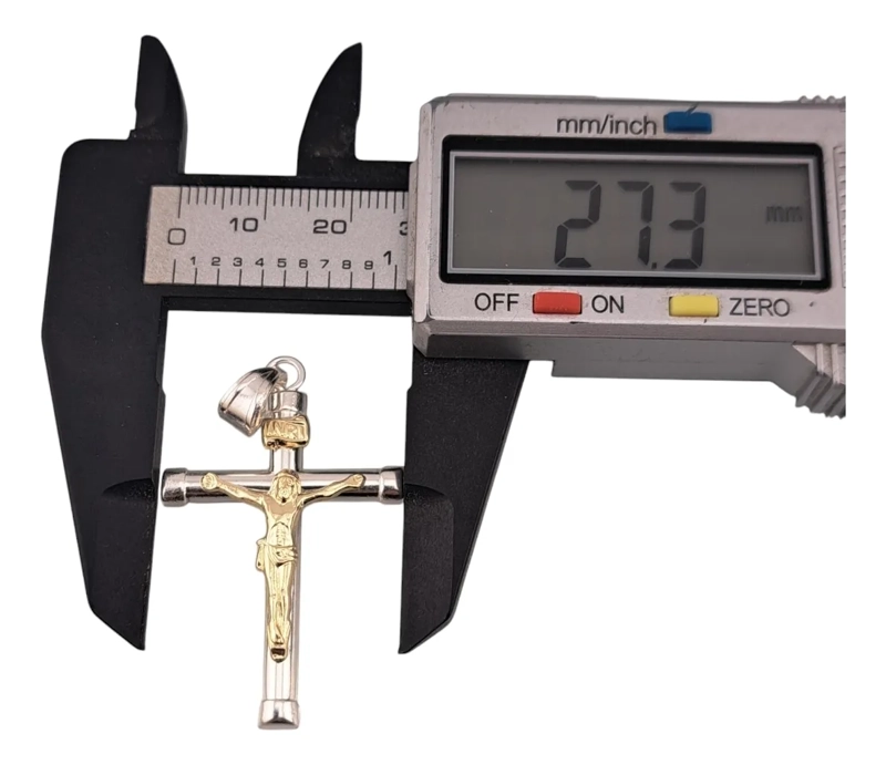 COLGANTE DIJE CRUCIFIJO O CRISTO DE PLATA CON BAÑO DE ORO - 4