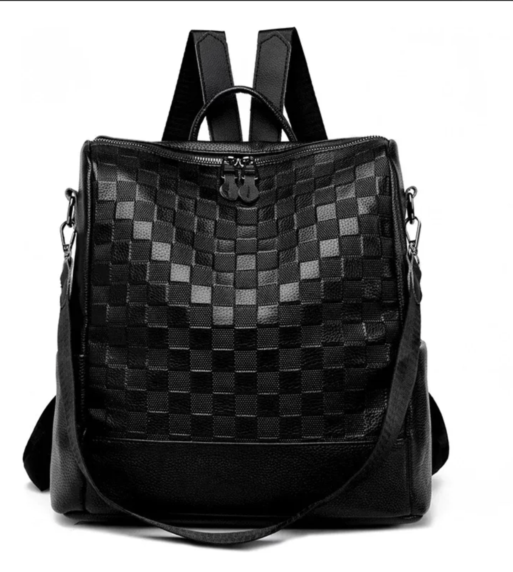 MOCHILA URBAN CUERO MUJER A LA MODA MULTIUSO 15L COLOR NEGRO - 1