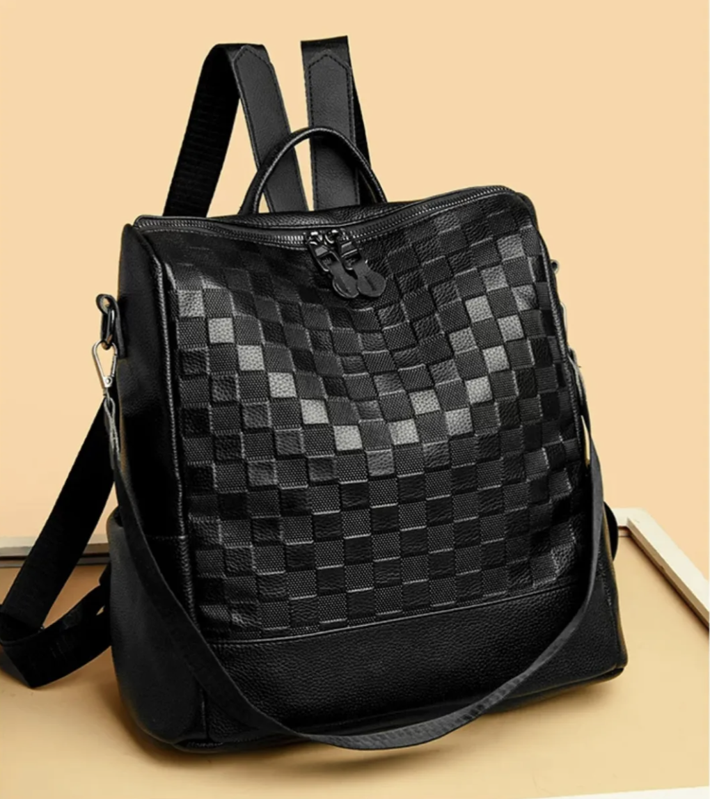 MOCHILA URBAN CUERO MUJER A LA MODA MULTIUSO 15L COLOR NEGRO - 2