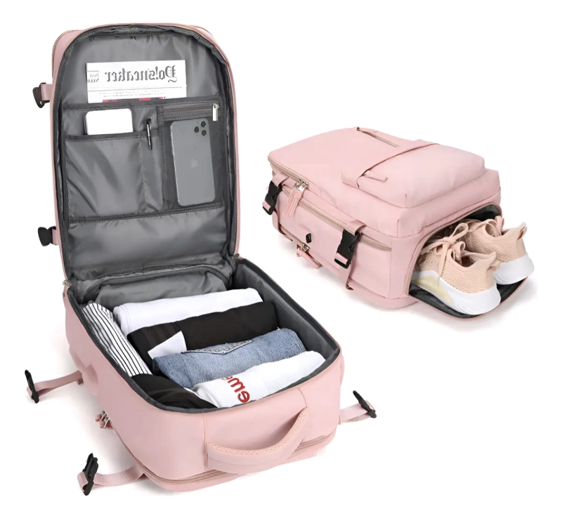 MALETA MOCHILA DE VIAJE AVION APROBADO GRAN CAPACIDAD  DISEÑO DE LA TELA LISA - 1