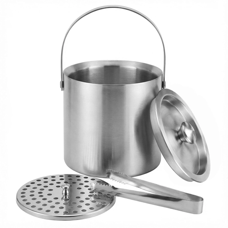 HIELERA ACERO INOXIDABLE TERMICA CON TAPA Y PINZAS, 3000 ML - 4