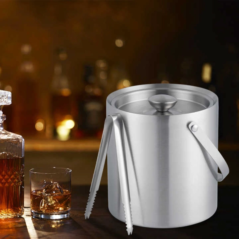 HIELERA ACERO INOXIDABLE TERMICA CON TAPA Y PINZAS, 2500 ML - 1