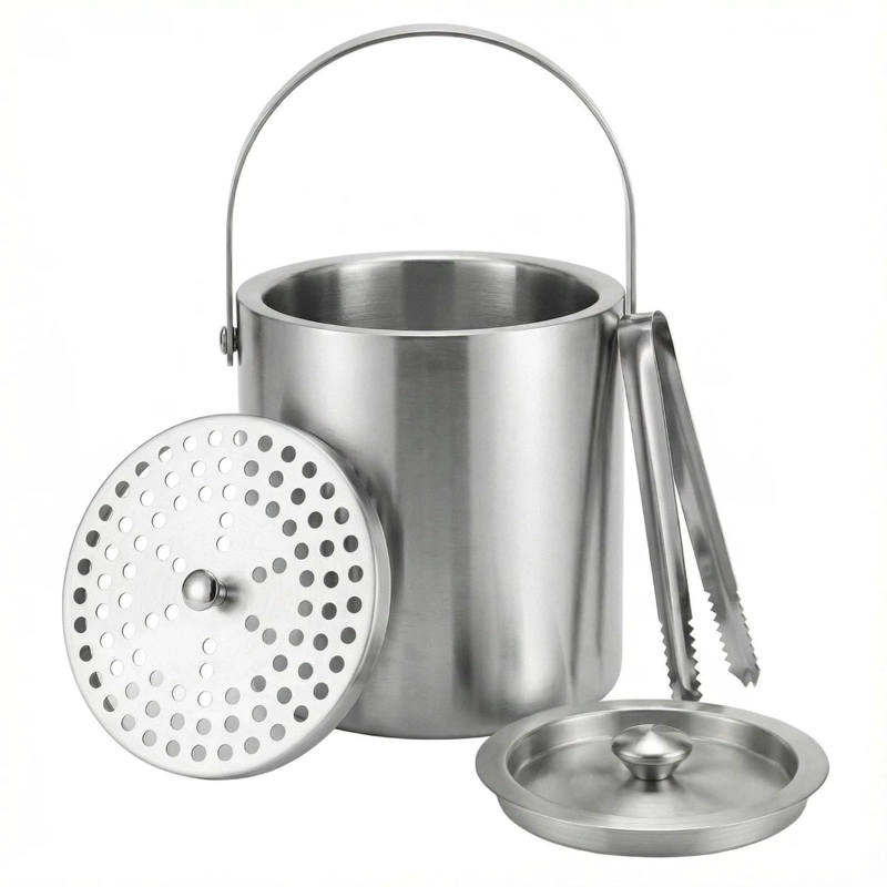 HIELERA ACERO INOXIDABLE TERMICA CON TAPA Y PINZAS, 2500 ML - 3
