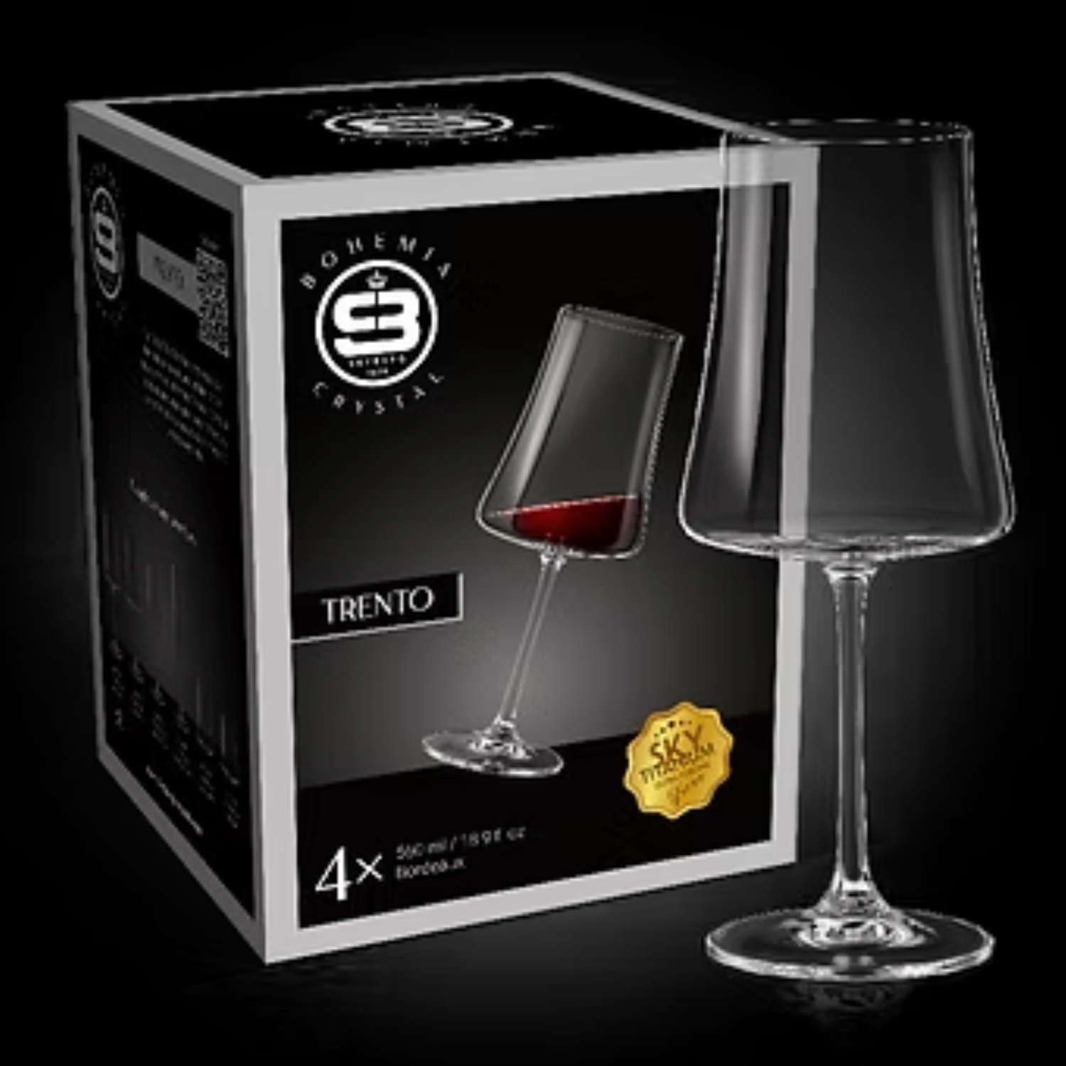 SET 4 COPONES VINO TINTO TRENTO BOHEMIA, 560 ML - 4
