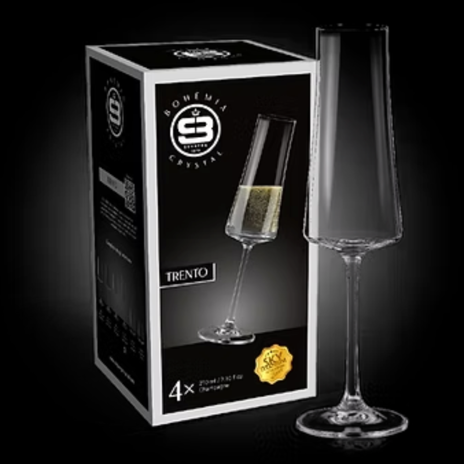 SET 4 COPAS CHAMPAGNE TRENTO BOHEMIA, 210 ML - 4