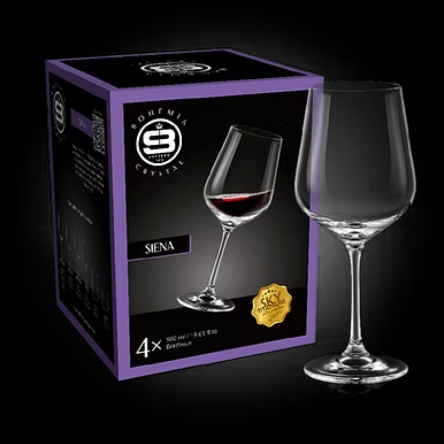 SET 4 COPONES VINO TINTO SIENA BOHEMIA, 580 ML - 4