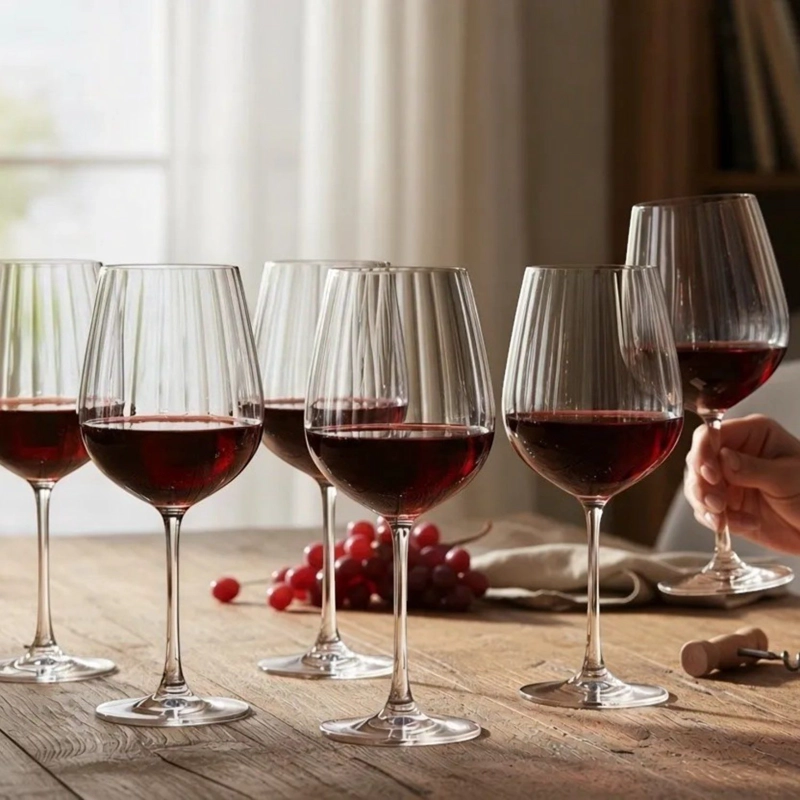 SET 8 COPONES VINO TINTO COMO OPTIC BOHEMIA, 650 ML - 1