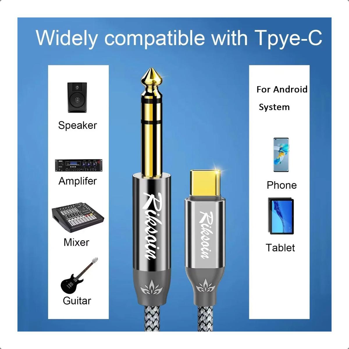 Reo Audio CABLE ESTE REO 1.2M USB-C A 6.35MM PARA AUDIO PROFESIONAL