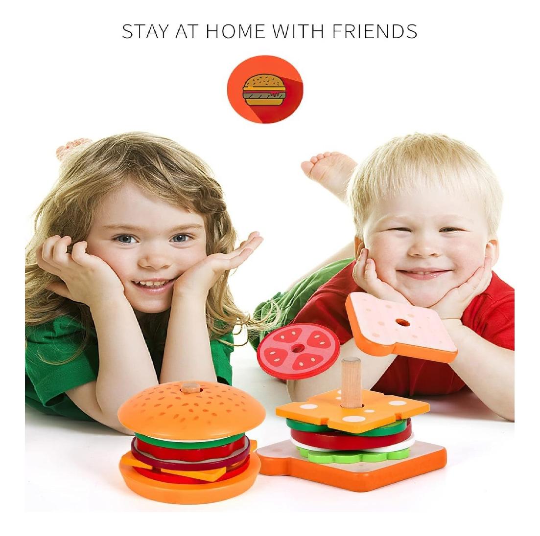JUEGO DE HAMBURGUESAS DE MADERA MONTESSORI PARA APRENDIZAJE JUEGO DE HAMBURGUESAS DE MADERA MONTESSORI PARA APRENDIZAJE