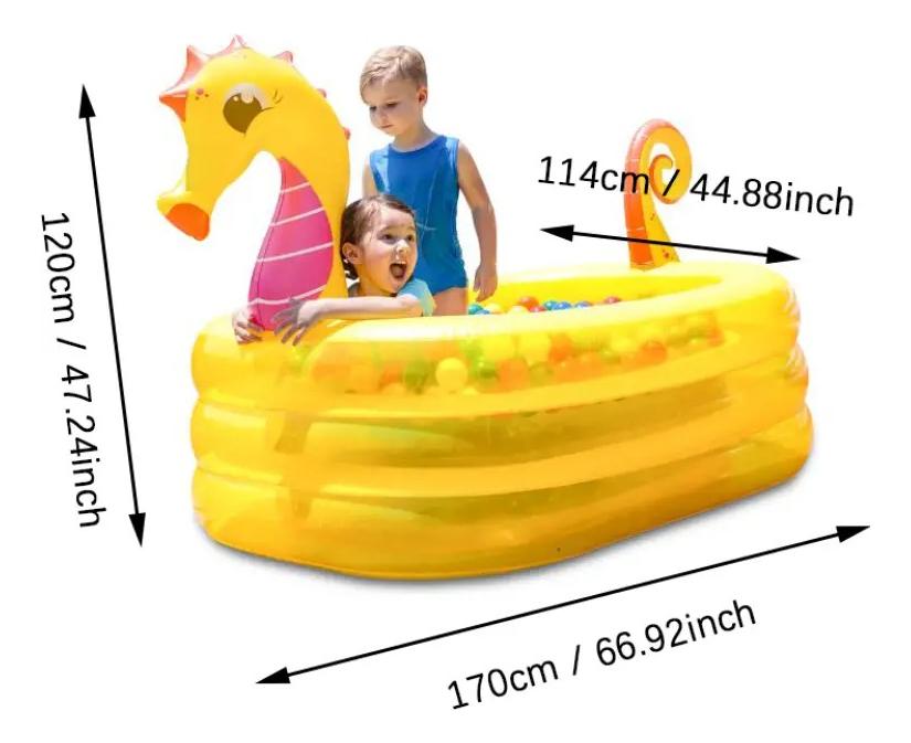 PISCINA INFLABLE REDONDA 170CM CON DISEÑO DE CABALLITO MAR
