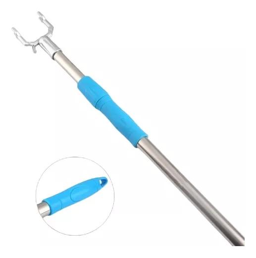 BASTON EXTENSIBLE PARA ALCANZAR ROPA CON GANCHO AZUL