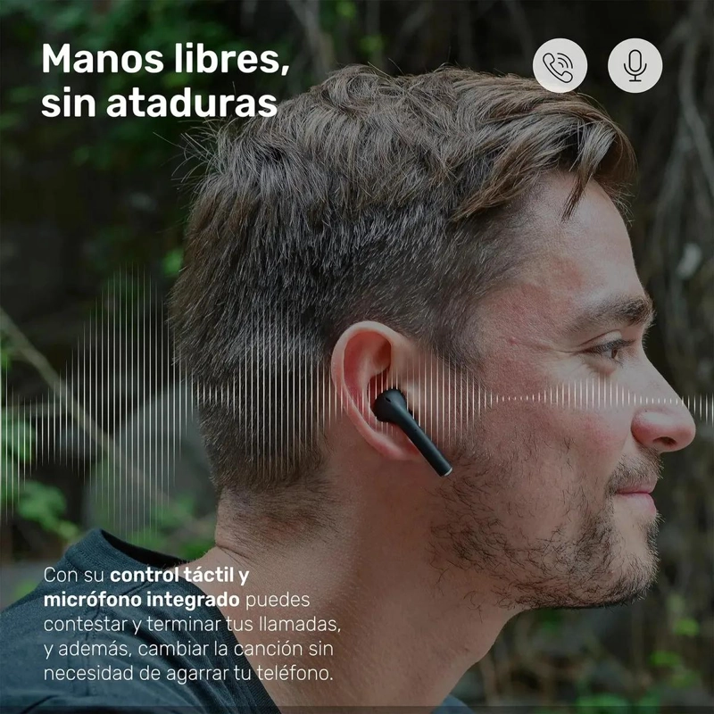 AUDIFONOS INALAMBRICOS BLUETOOTH CARGA RAPIDA NEGRO - 2