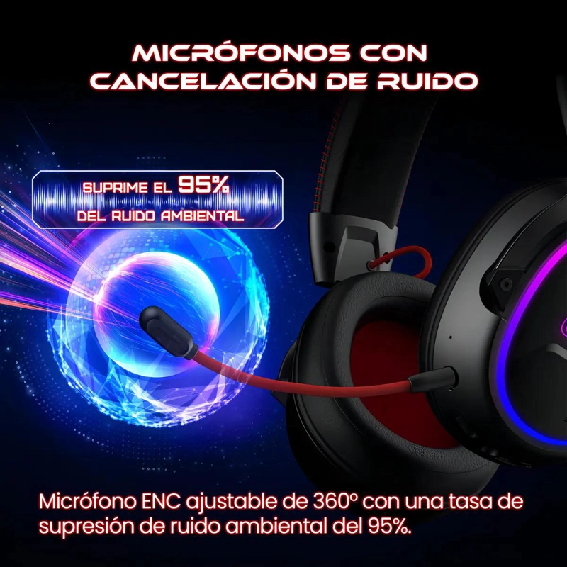 AUDIFONOS GAMER INALAMBRICOS BLUETOOTH 7.1 RGB - 3