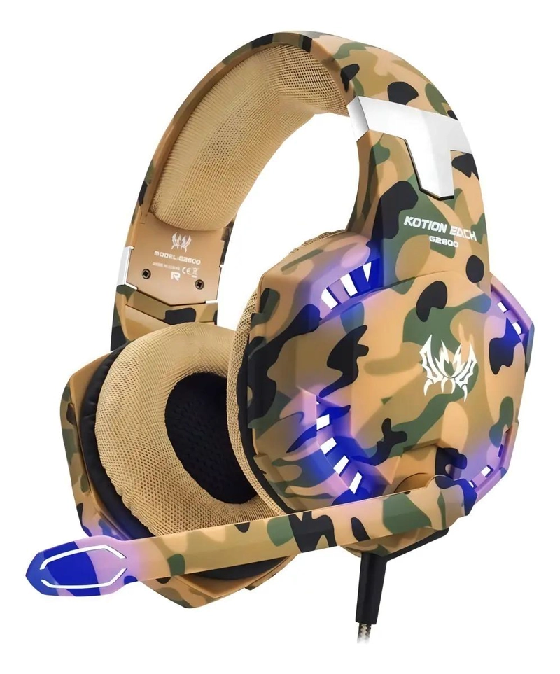 AUDIFONOS GAMER OVER-EAR CAMUFLADOS CON LED - 1