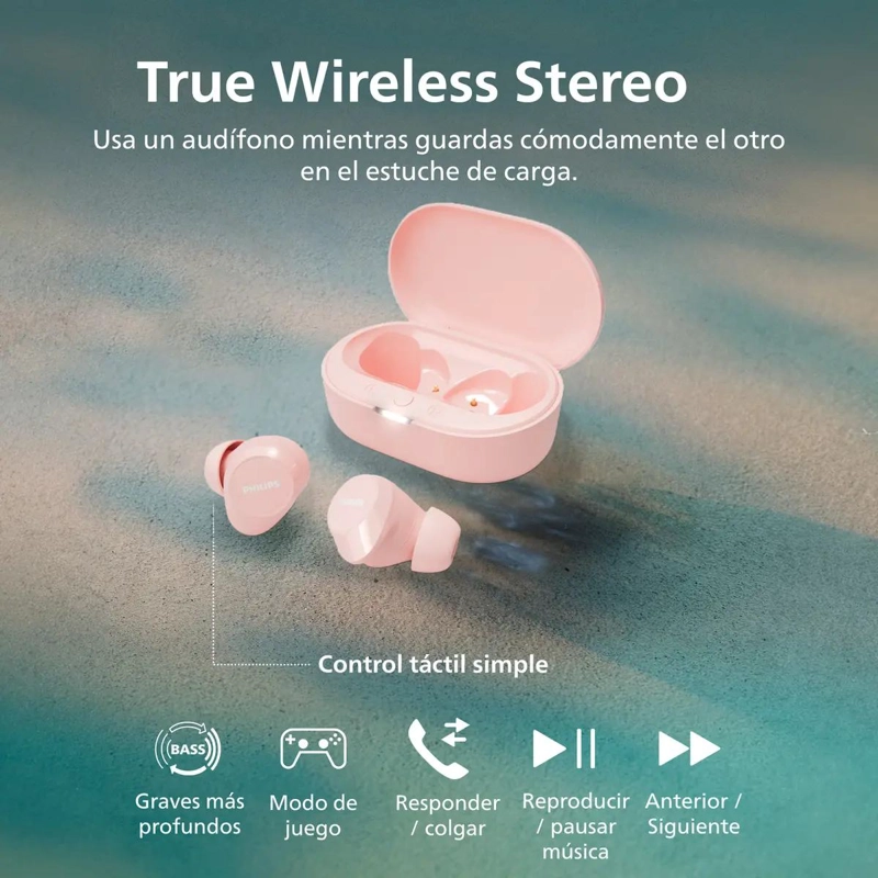 AUDIFONOS TRUE WIRELESS BLUETOOTH COLOR ROSA - 2