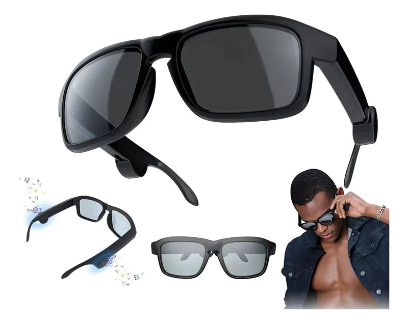 AUDIFONOS INALAMBRICOS BLUETOOTH LENTES DE SOL NEGRO - 1