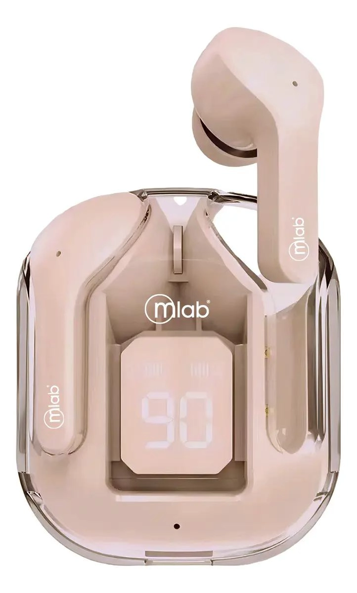 AUDIFONOS TWS CRISTAL DE VIDRIO CON FUNDA SILICONA ROSA - 1