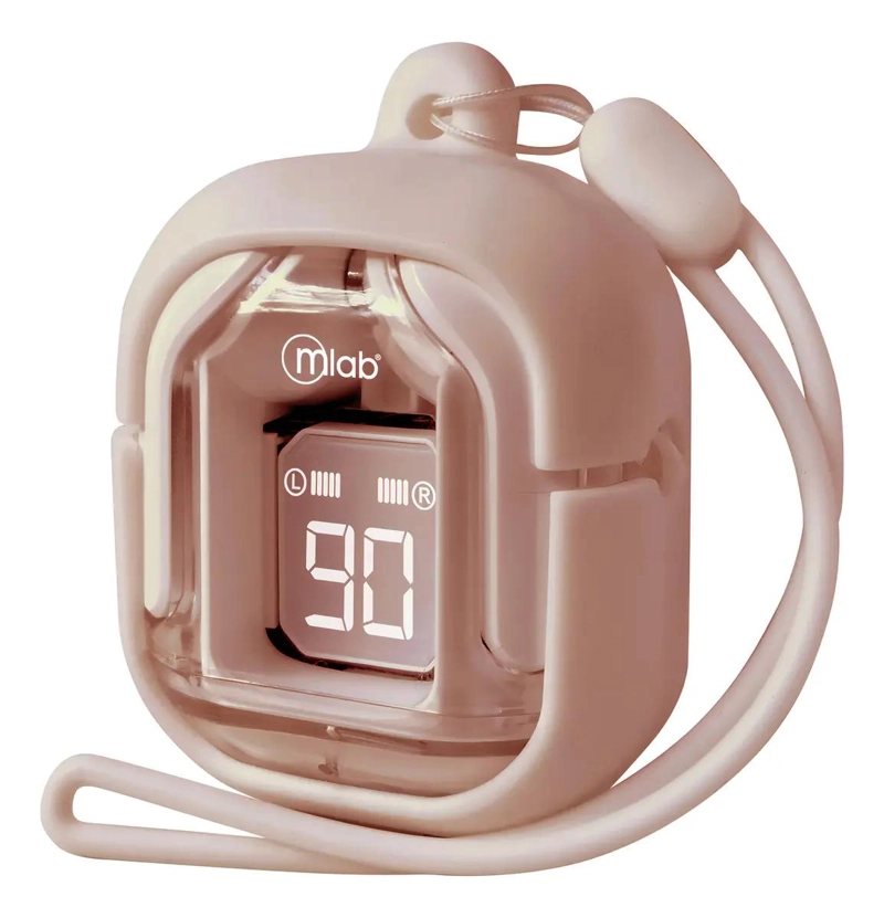 AUDIFONOS TWS CRISTAL DE VIDRIO CON FUNDA SILICONA ROSA - 2