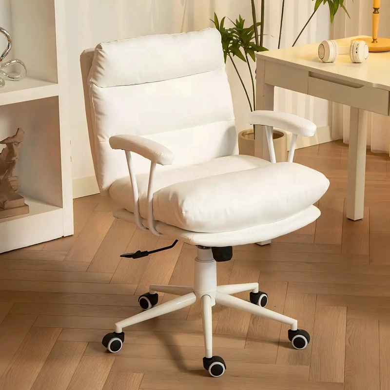 SILLA DE ESCRITORIO ERGONOMICA CUERO PU BLANCO - 1
