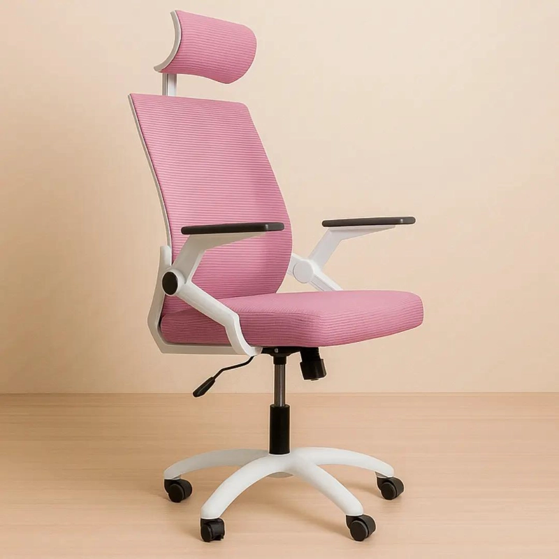 SILLA DE OFICINA ERGONOMICA TELA MESH ROSA - 1
