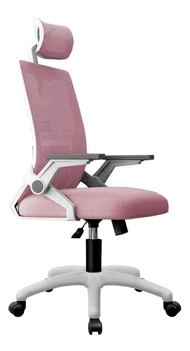 SILLA DE OFICINA ERGONOMICA TELA MESH ROSA - 2