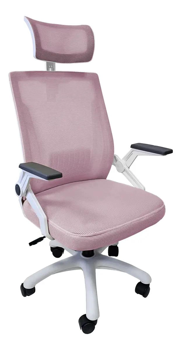 SILLA DE OFICINA ERGONOMICA TELA MESH ROSA - 3