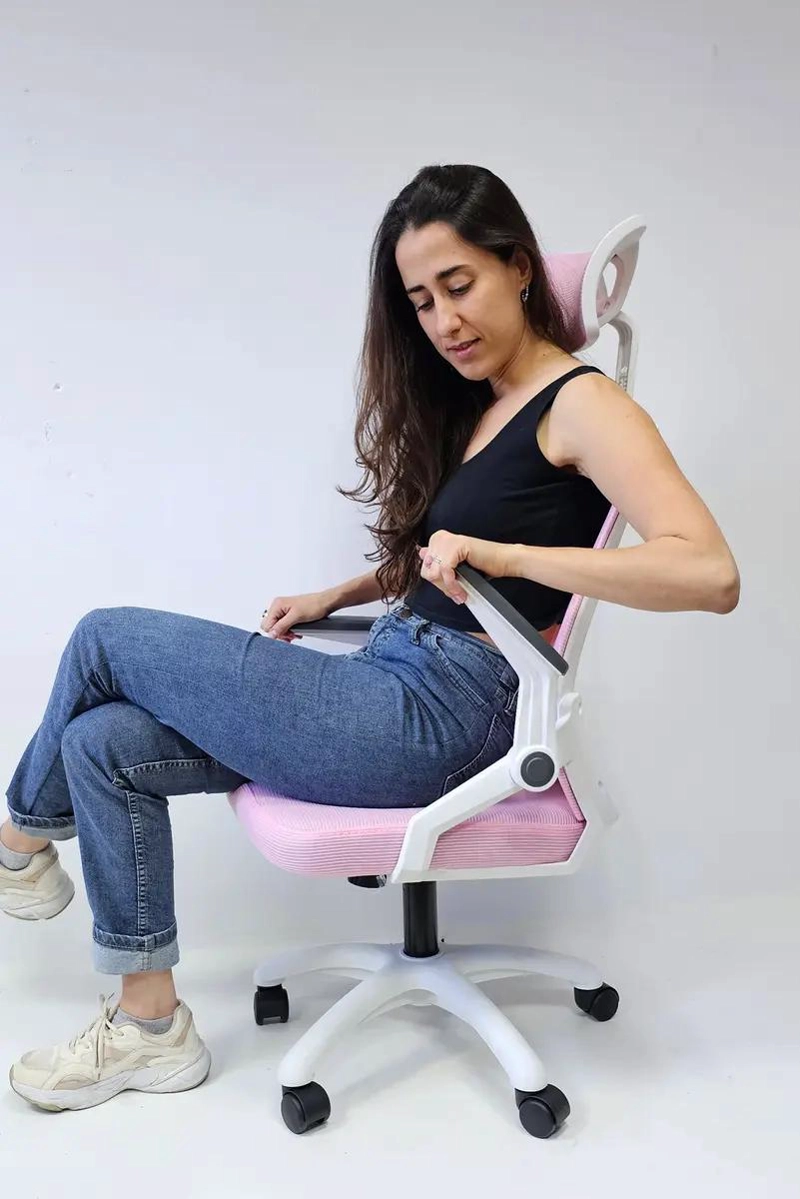 SILLA DE OFICINA ERGONOMICA TELA MESH ROSA - 5