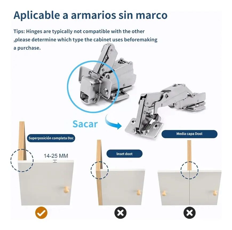 BISAGRA RECTA 165° CIERRE SUAVE 6 UNIDADES - 4