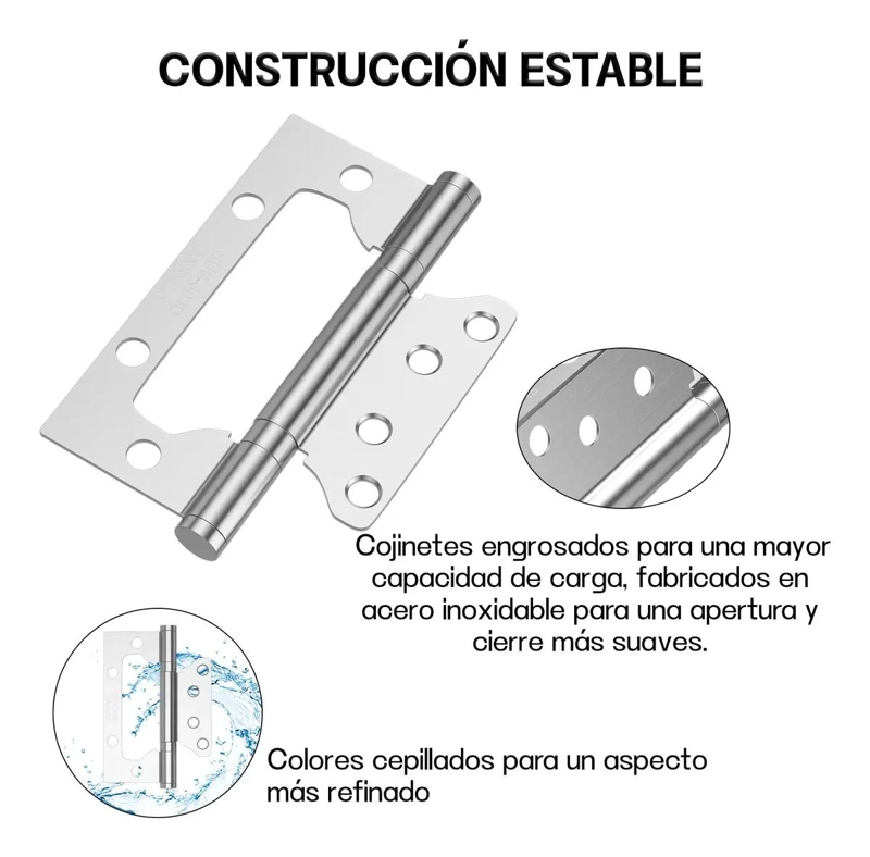 JUEGO DE 10 BISAGRAS DE ACERO INOXIDABLE - 4
