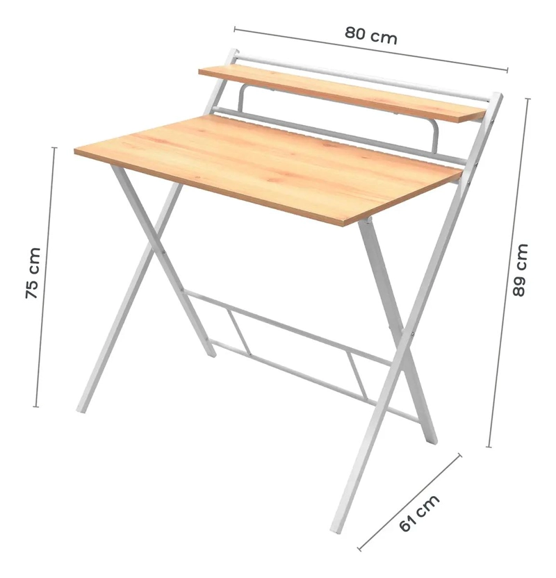 ESCRITORIO PLEGABLE COMPACTO BLANCO 50 X 80 CM - 5