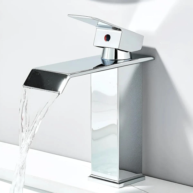 LLAVE MONOMANDO LAVAMANOS CASCADA CURVA CHROME - 2