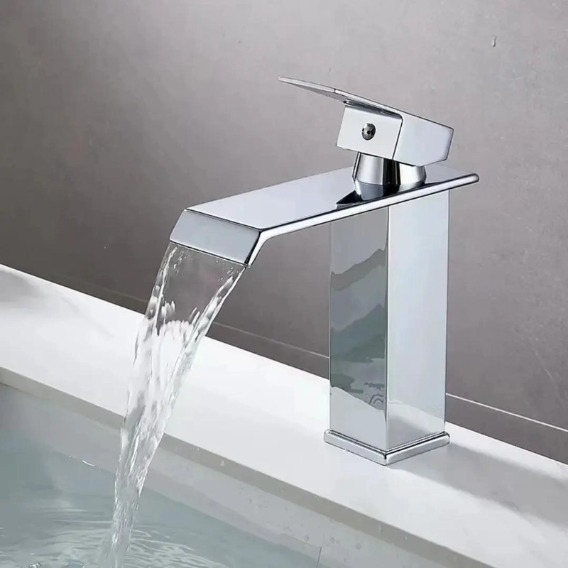 LLAVE MONOMANDO LAVAMANOS CASCADA CURVA CHROME - 3