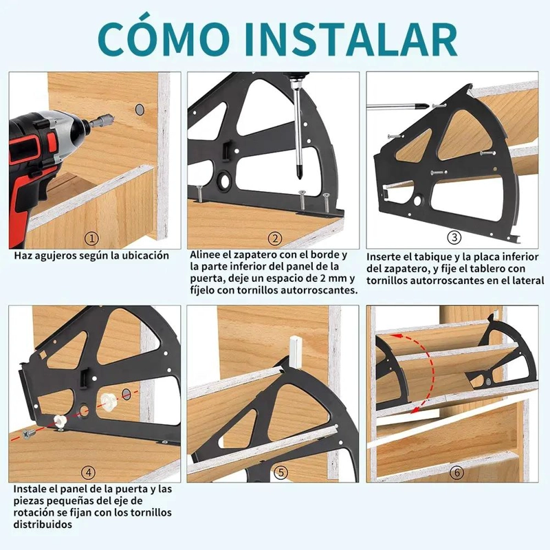 BISAGRAS PARA CAJONES DE MUEBLE ZAPATERO, 8 PIEZAS RESISTENTES - 3