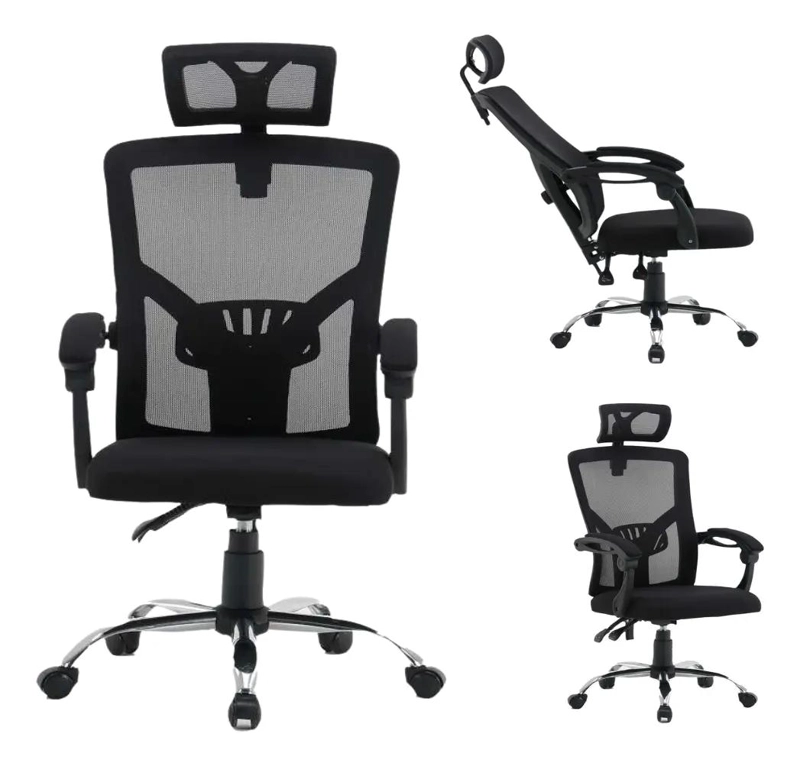 SILLA DE OFICINA RECLINABLE NEGRA EJECUTIVA - 1