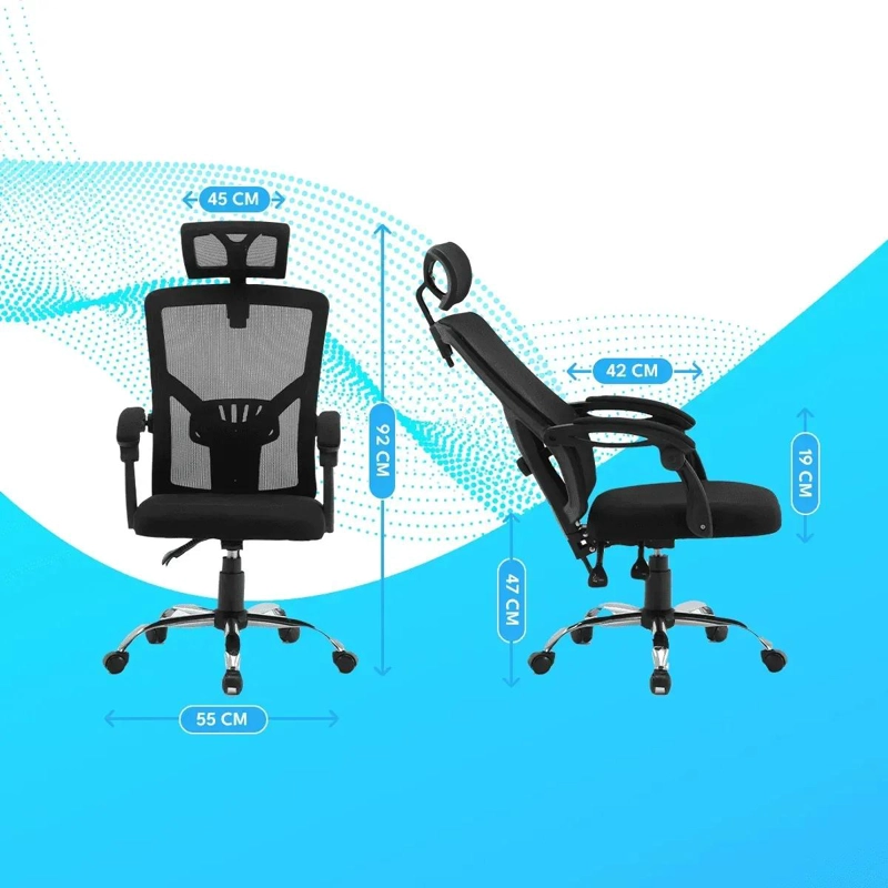 SILLA DE OFICINA RECLINABLE NEGRA EJECUTIVA - 3